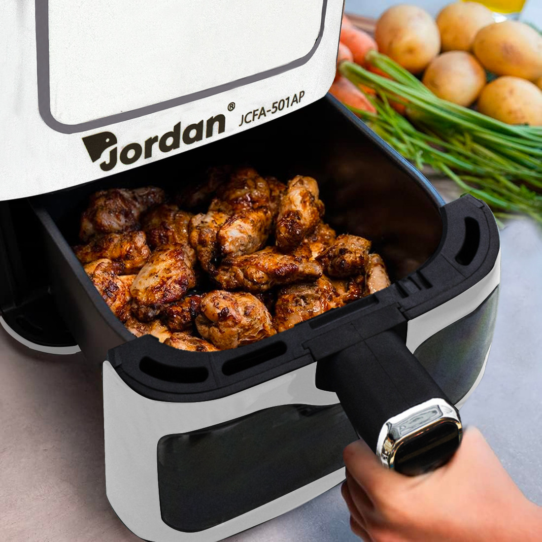Freidora de Aire 1600W JCFA-501AP Capacidad 7,5 lt 200° con Vidrio Transparente - Imagen 16 de 21