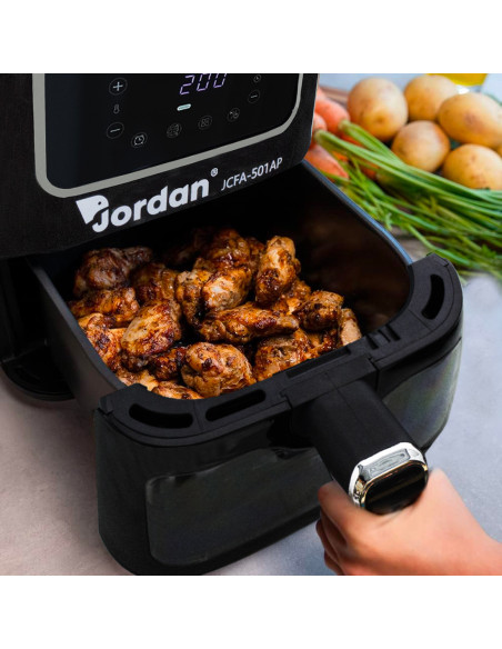 Freidora de Aire 1600W JCFA-501AP Capacidad 7,5 lt 200° con Vidrio Transparente