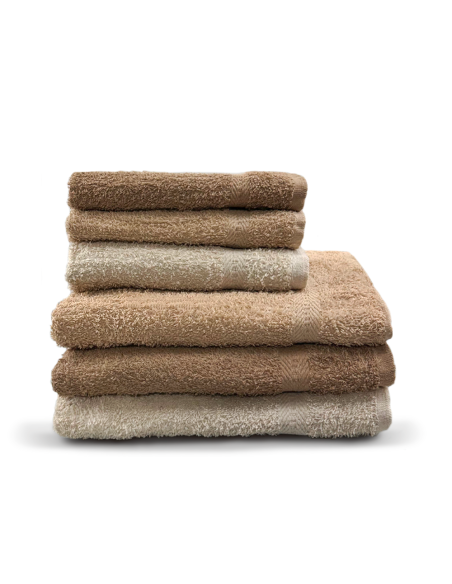 Juego de Toallas de Baño 3+3 Cara + Invitado en Colores Sólidos 100% Algodón