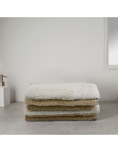 Juego de Toallas de Baño 3+3 Cara + Invitado en Colores Sólidos 100% Algodón