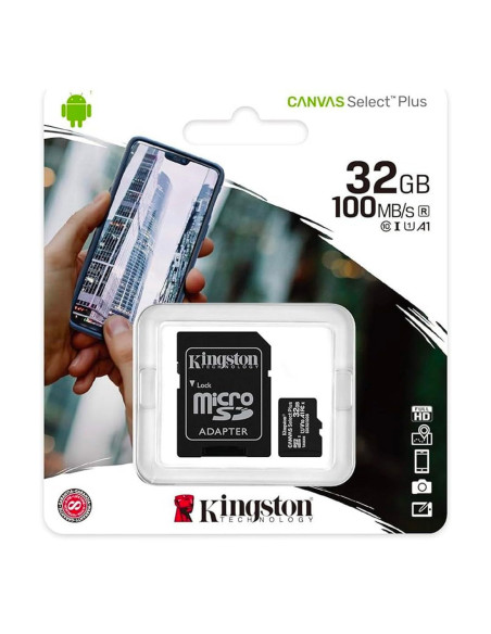Tarjeta MicroSD Kingston Canvas Select Plus SDCS2/32GB Clase 10 con Adaptador SD