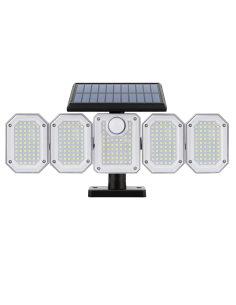 Lámpara Solar Exterior de Pared con Control Remoto IP65, 5 Paneles y 300 LED