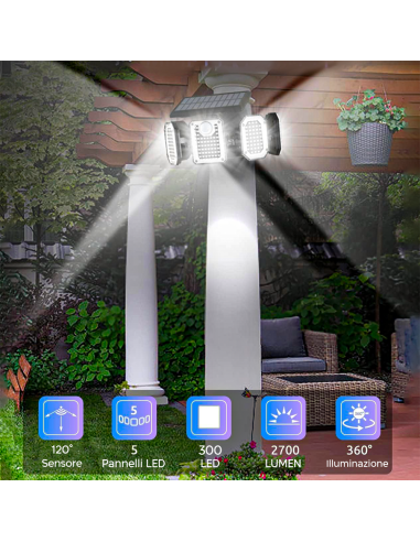 Lámpara Solar Exterior de Pared con Control...