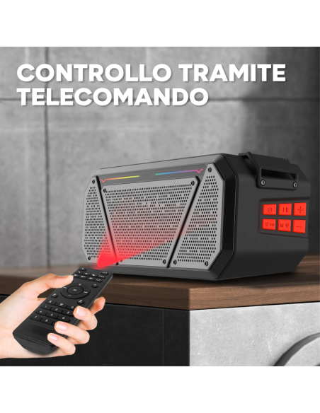 Altavoz estéreo portátil Bluetooth inalámbrico luces RGB y micrófono Radio FM
