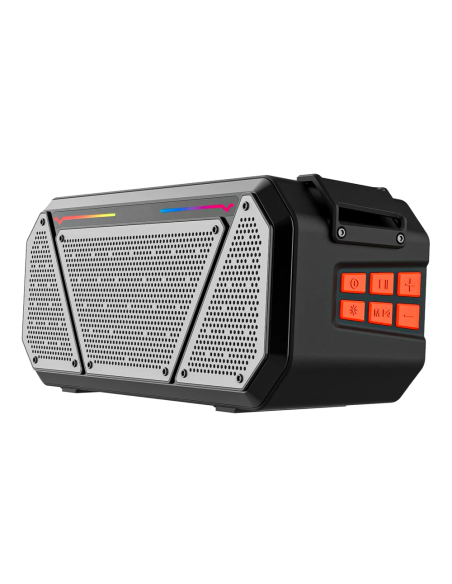 Altavoz estéreo portátil Bluetooth inalámbrico luces RGB y micrófono Radio FM