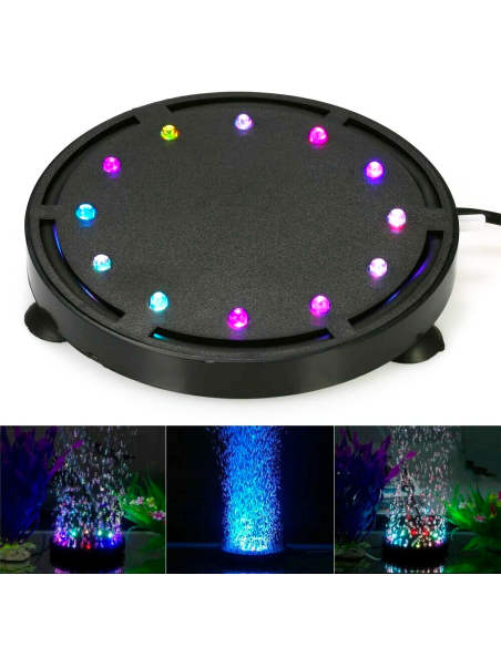 Lámpara acuario con burbujas LED RGB Iluminación subacuática Conexión de ventosa