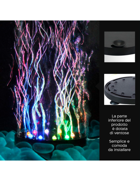 Lámpara acuario con burbujas LED RGB Iluminación subacuática Conexión de ventosa