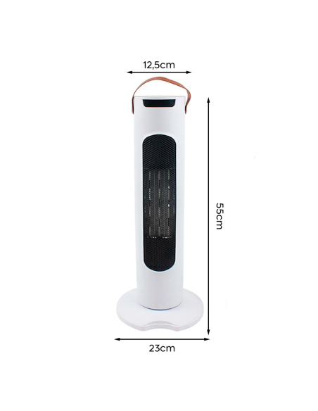Estufa Eléctrica 2000W Columna Display Digital Tecla Táctil con Control Remoto