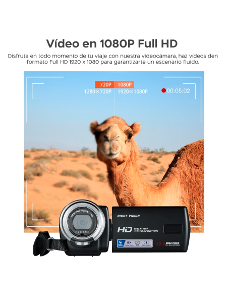 Cámara Video Digital 20 Mega Píxeles Full HD Zoom 16X con Visión Nocturna