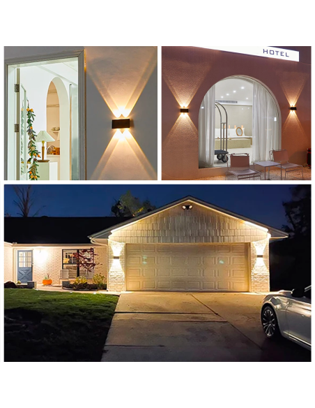 Lámpara Solar de Pared con 6 LEDS Luz Cálida y Doble Emisión de Luz