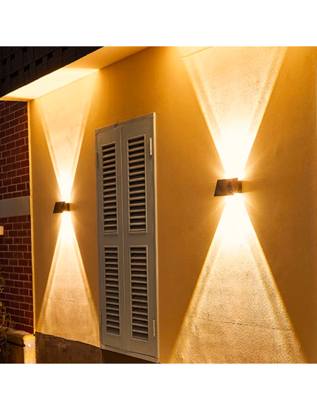 Lámpara Solar de Pared con 6 LEDS Luz Cálida y Doble Emisión de Luz