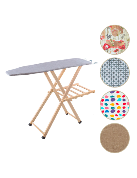 Tabla de Planchar de Madera LADY Plegable con Soporte para Caldera 79x35x121cm