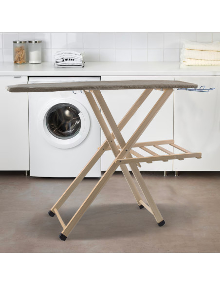 Tabla de Planchar de Madera LADY Plegable con Soporte para Caldera 79x35x121cm