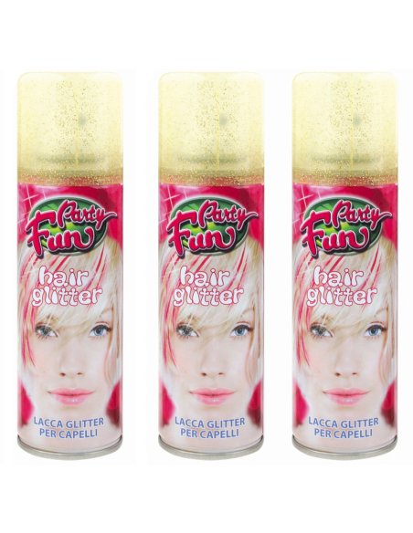 Pack 3 piezas laca temporal con purpurina para cabello 125ml purpurina colores