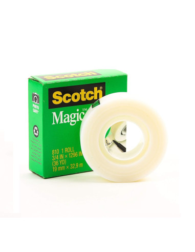 Cinta adhesiva Scotch Magic Tape 3M 19 mm x 33 m transparente opaca y escribible