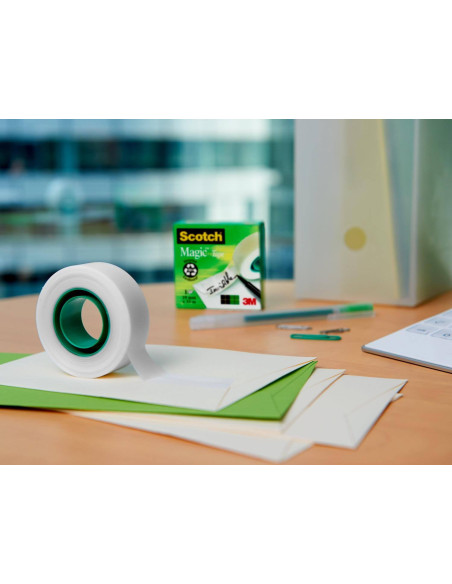 Cinta adhesiva Scotch Magic Tape 3M 19 mm x 33 m transparente opaca y escribible