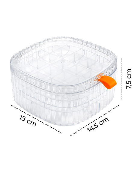 Organizador de Joyas Caja Transparente de Plástico con Compartimentos