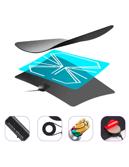 Antena de TV Digital Interior 1080p Full HD con Amplificador de Señal