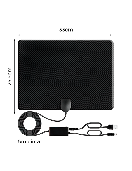 Antena de TV Digital Interior 1080p Full HD con Amplificador de Señal