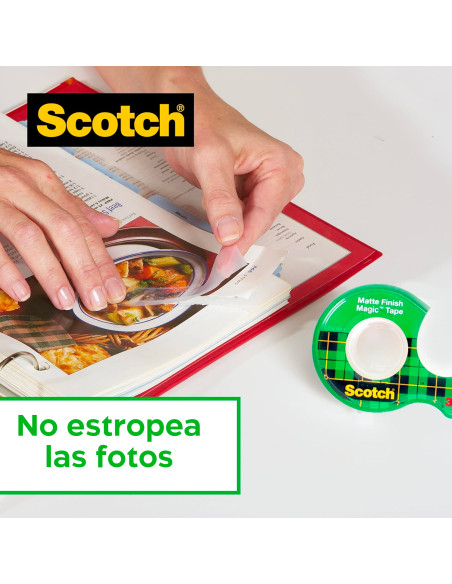 Cinta adhesiva Scotch Magic Tape 3M 19 mm x 33 m transparente opaca y escribible