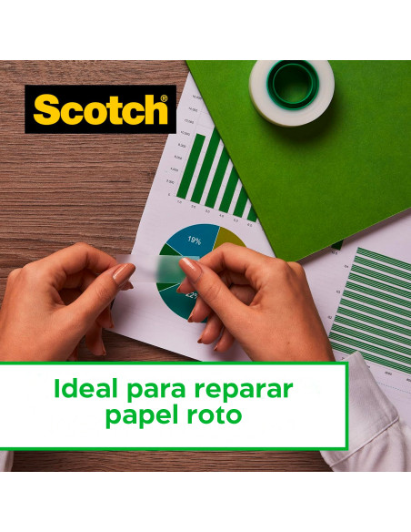 Cinta adhesiva Scotch Magic Tape 3M 19 mm x 33 m transparente opaca y escribible