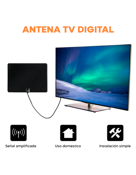 Antena de TV Digital Interior 1080p Full HD con Amplificador de Señal