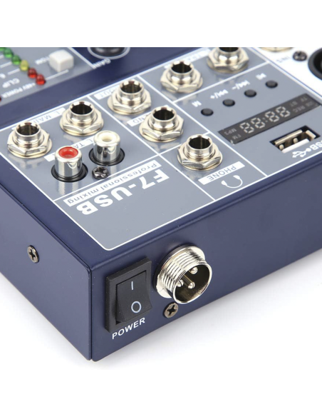 Mezclador Audio 7 Canales Profesional Bluetooth Alimentación Phantom 48V Ef ECHO