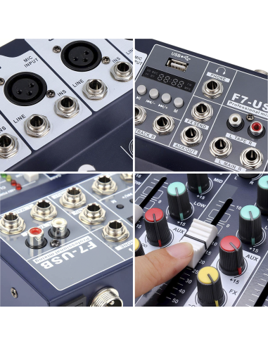 Mezclador Audio 7 Canales Profesional Bluetooth...