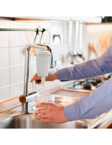Filtro Purificador Agua para Grifo Anti Cal en Cocina y Baño con Carbón Activado
