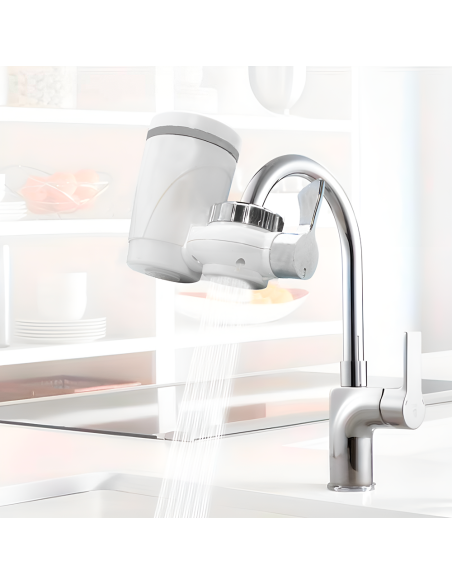 Filtro Purificador Agua para Grifo Anti Cal en Cocina y Baño con Carbón Activado