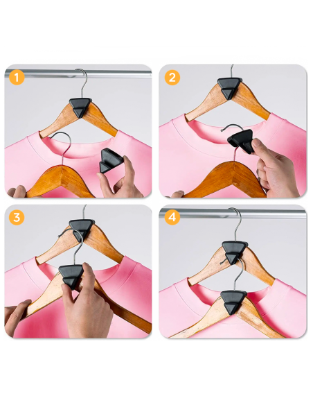 Set de 10 Perchas Colgantes con Conectores de Plástico Ahorradores de Espacio