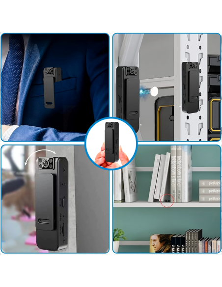 Mini cámara de vídeo inalámbrica portátil 1080HD visión nocturna con clip e imán