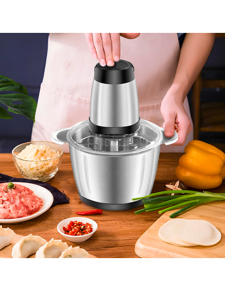 Trituradora carne y verduras multifunción 400W tazón 3LT triturar picar mezclar