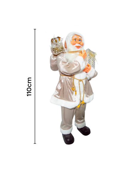 Papá noel vestido rosa brillo 144291 decoración 110Hcm mini luces y sonidos