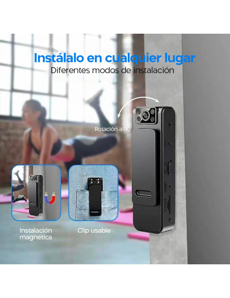 Mini cámara de vídeo inalámbrica portátil 1080HD visión nocturna con clip e imán