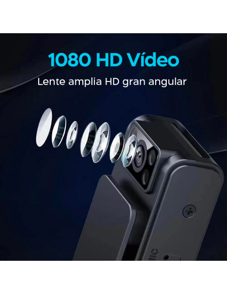 Mini cámara de vídeo inalámbrica portátil 1080HD visión nocturna con clip e imán