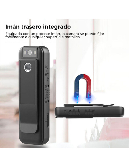 Mini cámara de vídeo inalámbrica portátil 1080HD visión nocturna con clip e imán
