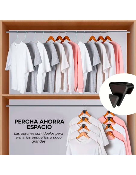 Set de 10 Perchas Colgantes con Conectores de Plástico Ahorradores de Espacio