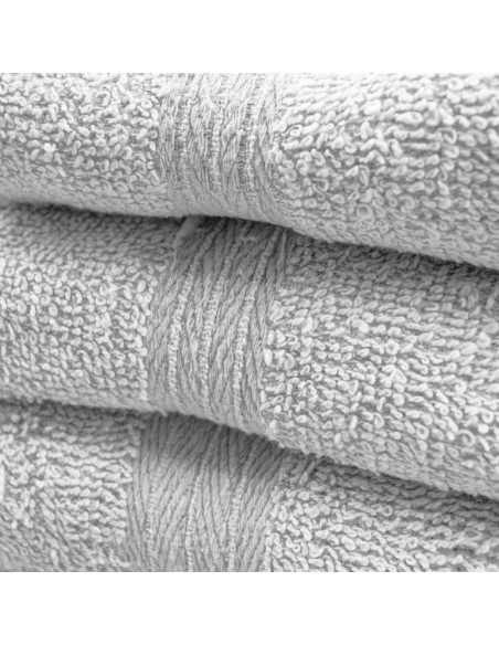 Pack 3 Toallas de Baño en Rizo para cara, Invitados y Ducha en Tonos Sólidos