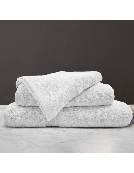 Pack 3 Toallas de Baño en Rizo para cara, Invitados y Ducha en Tonos Sólidos