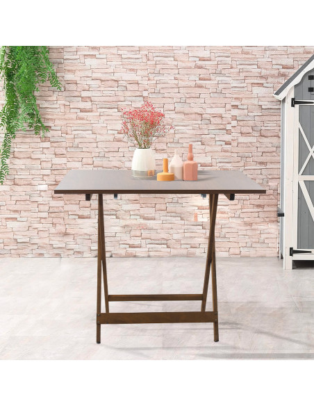 Mesa de Jardín en Madera Formica 60x90 F2011 NOGAL Plegable Ahorra Espacio