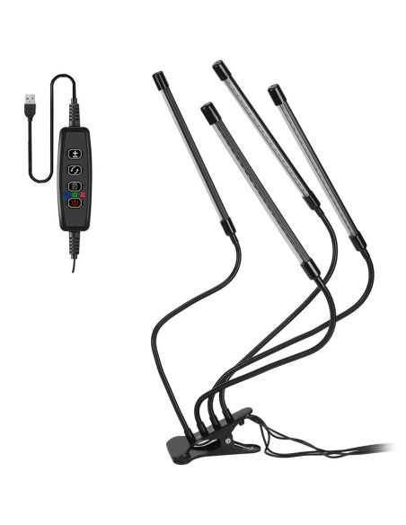 Lámpara LED Cultivo Plantas Iluminación Indoor 4 Tiras LED y Alimentación USB