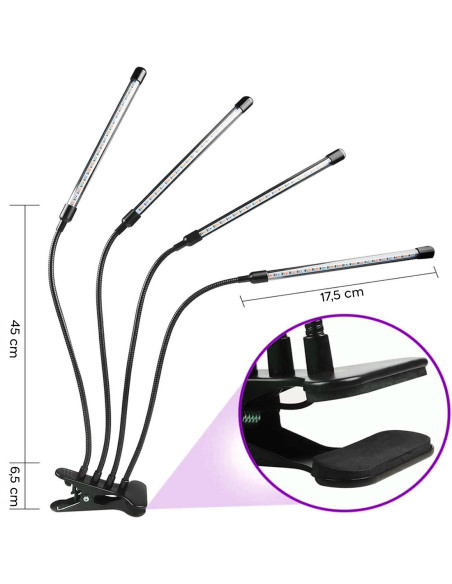 Lámpara LED Cultivo Plantas Iluminación Indoor 4 Tiras LED y Alimentación USB