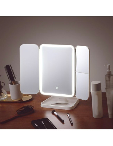 Espejo Cosmético LED Make UP Recargable Zoom 3x...