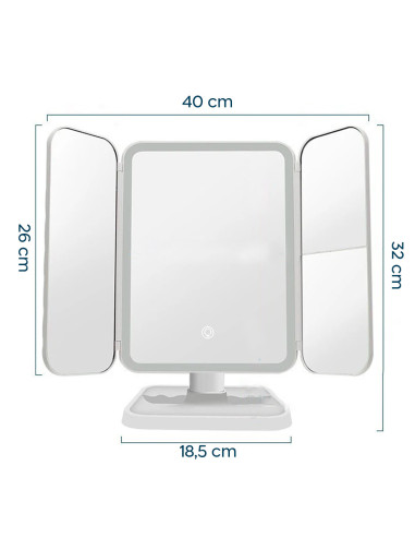 Espejo Cosmético LED Make UP Recargable Zoom 3x...