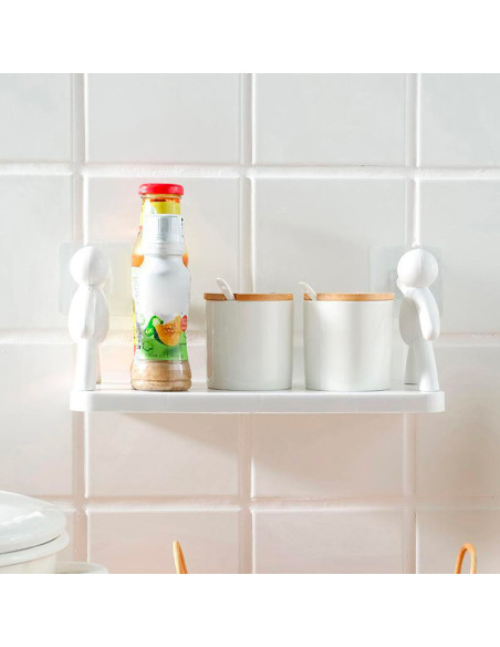 Estantería Organizadora de Pared sin Perforaciones para Baño y Cocina