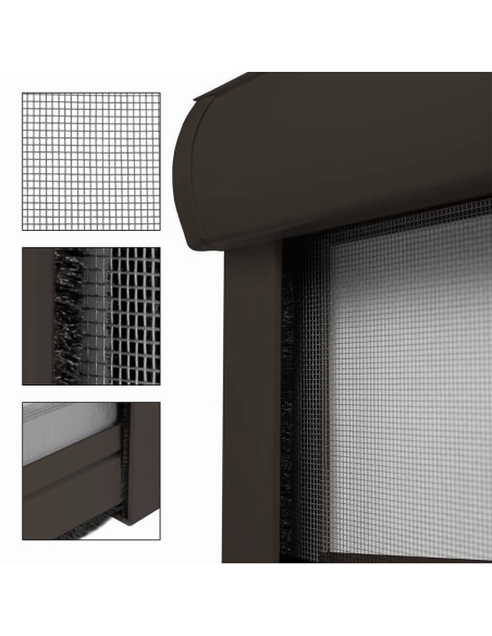 Mosquitera enrollable 140x170 cm Reducible Kit para Ventana y Marco de Aluminio