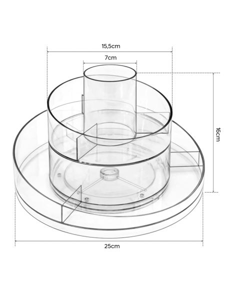 Organizador maquillaje transparente Contenedor giratorio 360° ahorrador espacio