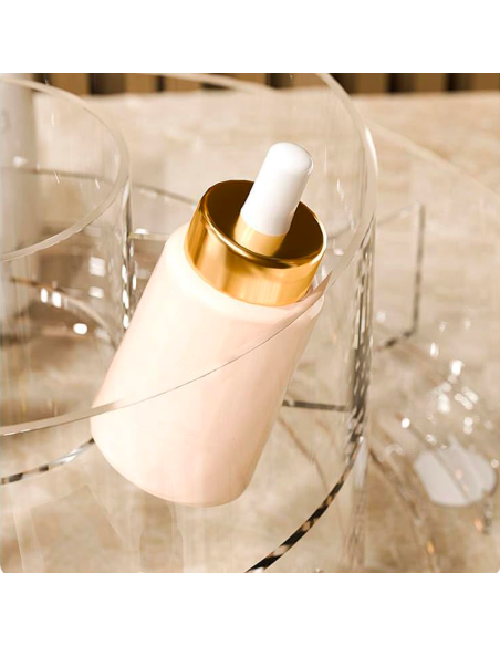 Organizador maquillaje transparente Contenedor giratorio 360° ahorrador espacio