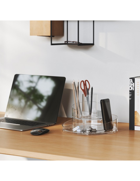 Organizador maquillaje transparente Contenedor giratorio 360° ahorrador espacio